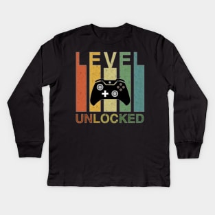 Level Unlocked Shirt Funny Video Gamer unisex Kids Long Sleeve T-Shirt